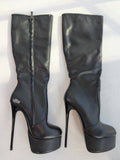 Carrie LaChance Autographed 6" Black Leather High Heel Boots 1 COA GBBL1