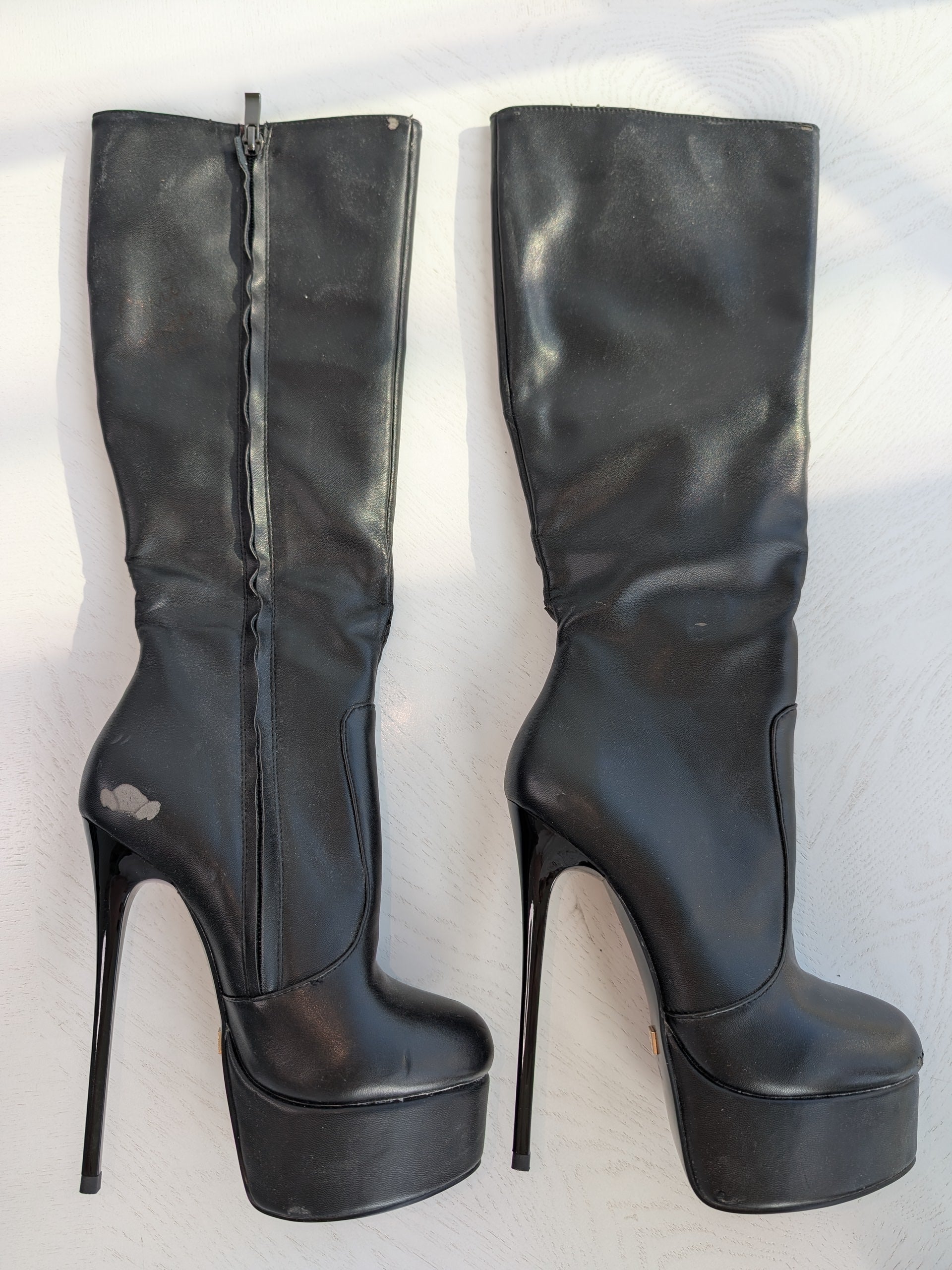 Carrie LaChance Autographed 6" Black Leather High Heel Boots 1 COA GBBL1