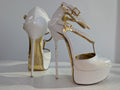 Carrie LaChance Autographed 6" White High Heels 1 COA LMBDW